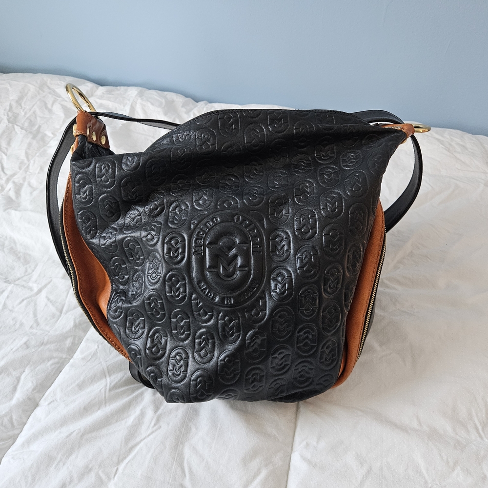 Marino Orlandi Black and Tan Shoulder Bag